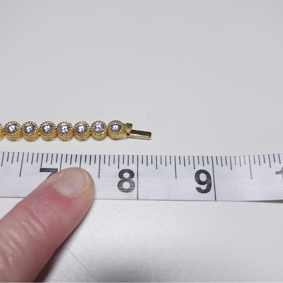 Judith Ripka 14K Gold Clad Sterling Silver 925 & Diamonique CZ Tennis Bracelet - Picture 8 of 11